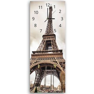 Horloge Murale Tour Eiffel Style Classique Et Élégant 25 X 65 Cm Marron