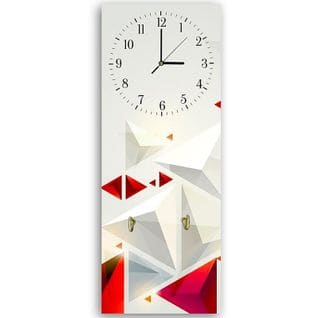 Horloge Murale Design Géométrique En Couleurs Chaudes 30 X 90 Cm Blanc