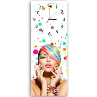 Horloge Murale Design Unique Et Colorée - Accroche-regard Déco 25 X 65 Cm Blanc