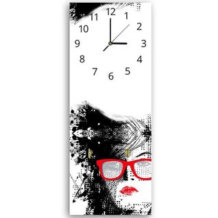 Horloges Murales Avec Patères Femme Lunettes 25 X 65 Cm Blanc