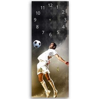 Horloge Murale Sportive Football En Pleine Action 30 X 90 Cm Blanc