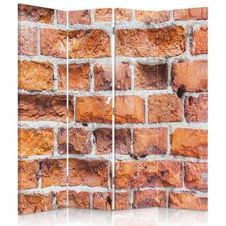Paravent Mur De Briques 2 4 Volets 145 X 150 Cm - 2 Faces R° V° + 360° Orange