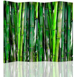 Paravent En Bambou 5 Panneaux Pour Décoration Zen 180 X 150 Cm - 2 Faces R° V° + 360° Vert