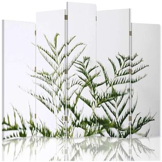 Paravent Plante Verte 5 Volets 180 X 180 Cm - 2 Faces R° V° + 360° Vert