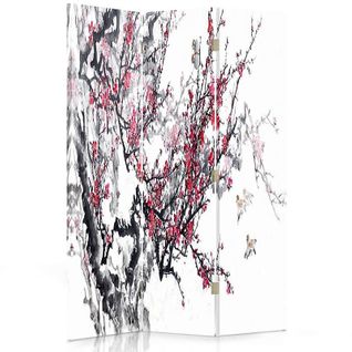 Paravent Cerisier Japonais: Élégance et Touché Nature En Déco 110 X 150 Cm - 1 Face Déco Blanc