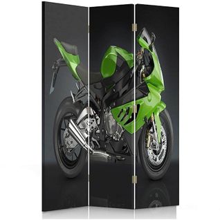 Paravent Déco Moto Pour Passionnés De Sports Mécaniques 110 X 180 Cm - 1 Face Déco Vert