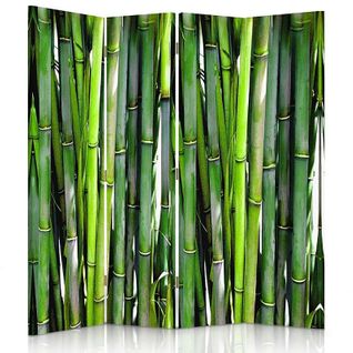 Paravent Décoratif En Bambou 4 Panneaux Pour Intérieur 145 X 150 Cm - 1 Face Déco Vert