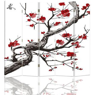 Paravent Cerisier Japonais  Élégance Et Sérénité Zen 180 X 150 Cm - 1 Face Déco Blanc