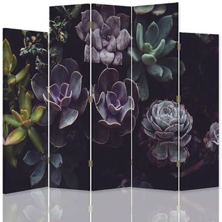 Paravent Design Cactus Pour Jardin Et Intérieur - 5 Panneaux 180 X 180 Cm - 1 Face Déco Noir