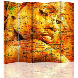 Paravent Mystérieux Carte Du Monde Pour Décoration Exotique 180 X 180 Cm - 1 Face Déco Orange