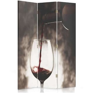 Paravent Décoratif Élégant Vin Rouge Pour Intérieur 110 X 180 Cm - 2 Faces R° V° Blanc