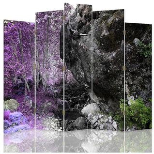 Paravent Boulder Bois: Décor Naturel Pour Intérieurs 180 X 180 Cm - 2 Faces R° V° Violet