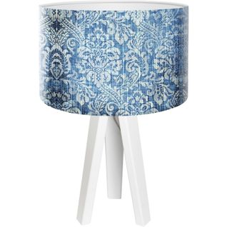 Lampe De Chevet Bois Bleu 30x30x45cm