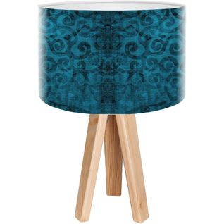 Lampe De Chevet Bois Bleu 30x30x45cm