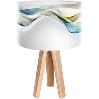 Lampe De Chevet Bois Bleu 30x30x45cm