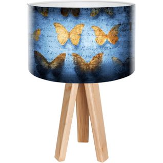 Lampe De Chevet Bois Bleu 30x30x45cm