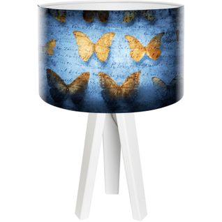 Lampe De Chevet Bois Bleu 30x30x45cm