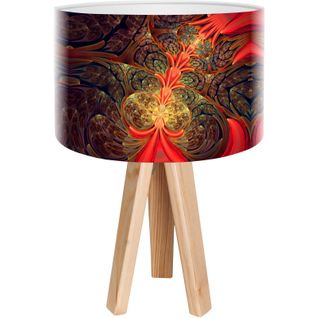 Lampe De Chevet Bois Rouge 30x30x45cm