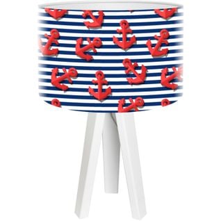 Lampe De Chevet Enfant Trépied Blanc Abat Jour Rouge Et Bleu