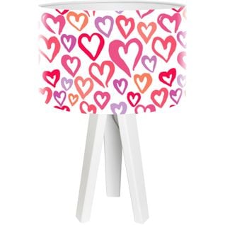 Lampe De Chevet Enfant Trépied Blanc Abat Jour Rose Et Violet