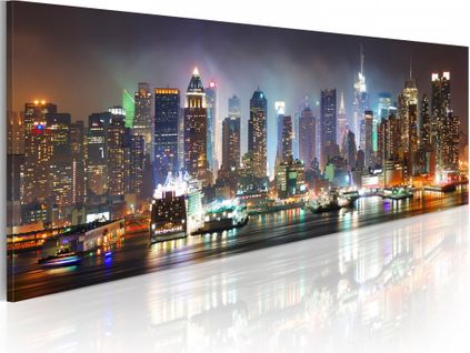 Tableau Reflets Blancs à New York 135 X 45 Cm Gris