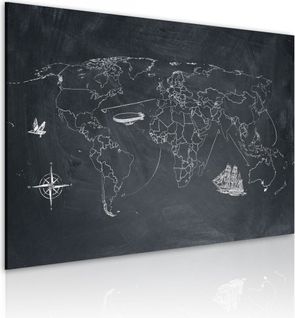 Tableau Voyage Autour Du Monde 120 X 80 Cm Noir