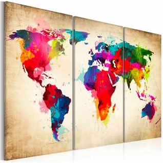 Tableau Continents Arc-en-ciel 90 X 60 Cm Multicolore