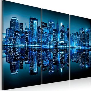 Tableau Manhattan En Bleu 90 X 60 Cm Bleu