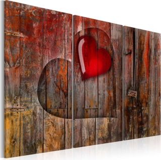 Tableau Coeur à Coeur 90 X 60 Cm Rouge