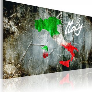 Tableau Carte Artistique De L'italie 120 X 80 Cm Gris