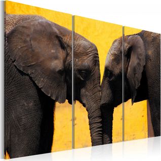 Tableau Boisou Des Éléphants 90 X 60 Cm Jaune