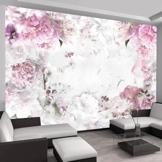 Papier Peint Pivoines Dansantes 400 X 280 Cm Blanc