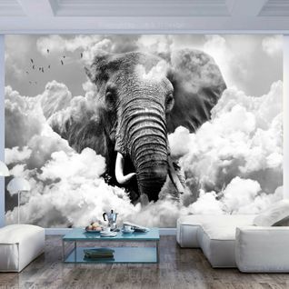 Papier Peint Éléphant Dans Les Nuages 300 X 210 Cm Noir