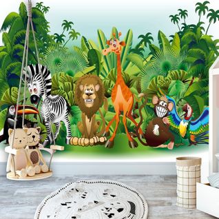 Papier Peint Animaux De La Jungle 400 X 280 Cm Vert