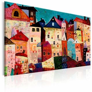 Tableau Ville Artistique 120 X 80 Cm Rouge