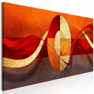 Tableau Cercle De Vie Étroit 120 X 40 Cm Orange