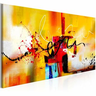 Tableau Serpentines Folles Orange Étroites 135 X 45 Cm Jaune