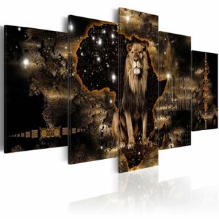 Tableau Lion D'or 100 X 50 Cm Marron