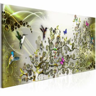 Tableau Les Colibris Dansent Vert Étroit 150 X 50 Cm Jaune