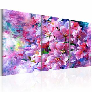 Tableau Fleurs Lilas 60 X 30 Cm Rose