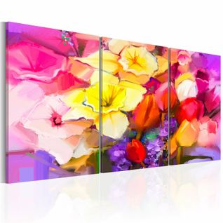 Tableau Bouquet Arc-en-ciel 60 X 30 Cm Rose