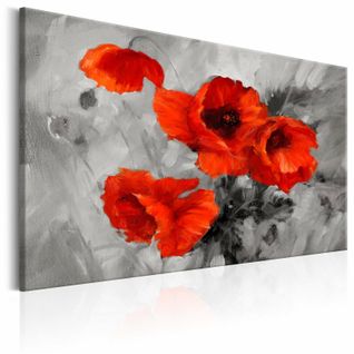 Tableau Coquelicots En Acier 120 X 80 Cm Rouge