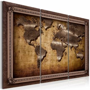 Tableau La Carte Dans Un Cadre 120 X 80 Cm Marron