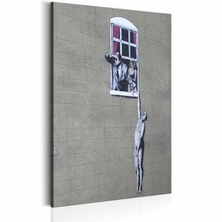 Tableau Amant Bien Membré Par Banksy 80 X 120 Cm Gris