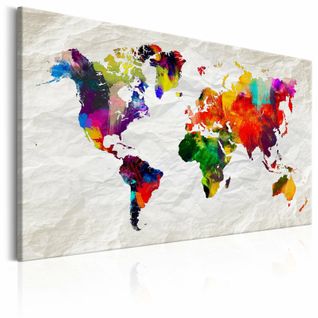 Tableau Carte Du Monde Arc-en-folie 90 X 60 Cm Multicolore