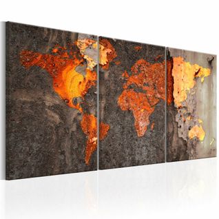 Tableau Carte Du Monde Monde Rouillé 120 X 60 Cm Marron