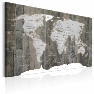 Tableau Carte Du Monde Monde En Bois 60 X 40 Cm Gris