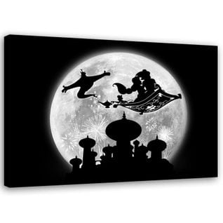 Tableau Aladin Silhouette Sur Fond De Lune 100 X 70 Cm Noir