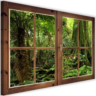 Tableau Fenêtre, Forêt Tropicale 90 X 60 Cm Vert