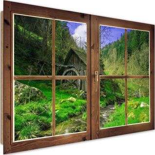 Tableau Bois Un Ancien Moulin Dans Les Montagnes 120 X 80 Cm Vert